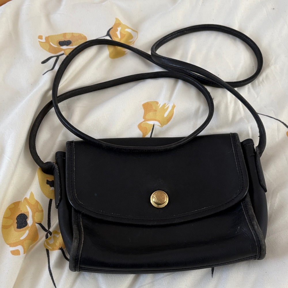 Vintage Coach Black Leather Shoulder or Cross Body  Bag